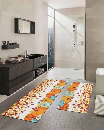Miniatura 2 de Tapete de baño naranja de Acción de Gracias para bañera, antideslizante, de secado rápido y absorbente, de tierra de diatomeas, para fregadero