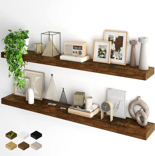 Miniatura 7 de Fun Memories Estantes flotantes para pared, estantes flotantes de 48 pulgadas de largo, juego de 1, estante colgante con soportes invisibles
