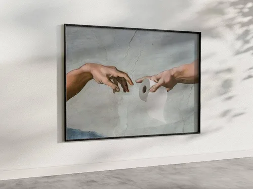 Miniatura 4 de Arte de pared divertido de baño con películas - Los carteles de pase de inodoro y entrega de pañuelos para decoración de pared de baño en Navidad