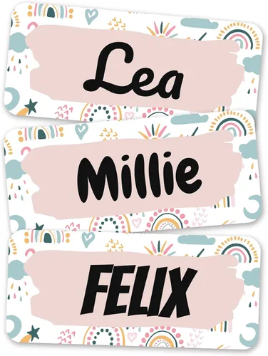 Miniatura 15 de Etiquetas de nombre personalizadas para niños [70 unidades] – Calcomanías de nombre impermeables para la escuela, artículos y ropa – Etiquetas