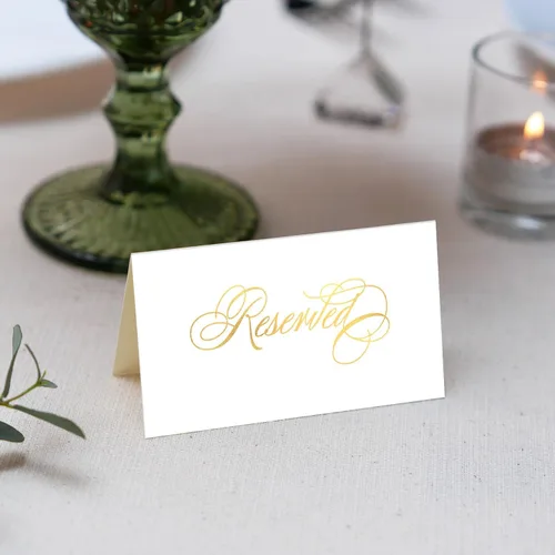 Miniatura 4 de AMAHEJMO Paquete de 25 carteles reservados, tarjetas impresas de lámina de oro real, letreros de mesa reservados, letreros de boda reservados
