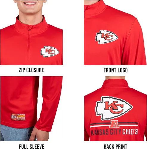 Miniatura 4 de Ultra Game Men's NFL Official Super Soft Quarter Zip Long Sleeve T-Shirt