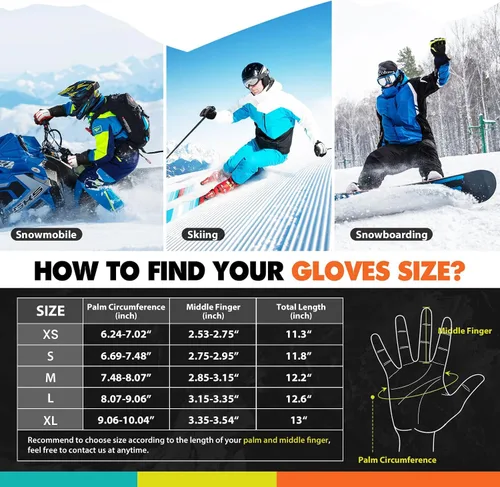 Miniatura 3 de Hikenture Guantes de esquí para hombres y mujeres-3M Thinsulate guantes de nieve impermeables aislados, guantes de snowboard de invierno, guantes