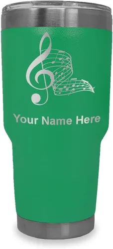 Miniatura 7 de LaserGram Vaso aislado al vacío de 20 onzas, notas musicales, grabado personalizado incluido (negro)