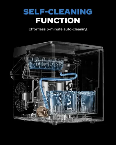 Miniatura 6 de HOMEZAY - Máquina para hacer hielo de encimera, máquina de hielo compacta con cesta de hielo expandible de 2.5L y tanque de agua de 1.8L, control
