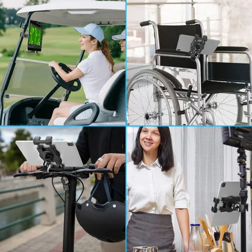 Miniatura 5 de Soporte para tablet de cochecito para bebé, abrazadera de manillar para scooter, silla de ruedas, bicicleta de gimnasio, equipo de entrenamiento