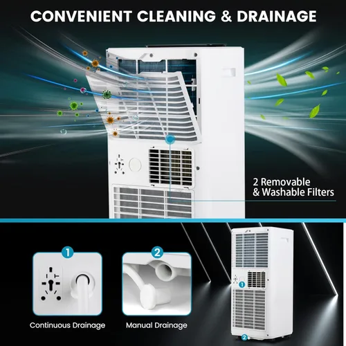 Miniatura 8 de KOTEK Aire acondicionado portátil para habitación de hasta 250 pies cuadrados, unidad de CA 3 en 1 de 8000 BTU para dormitorio con modo