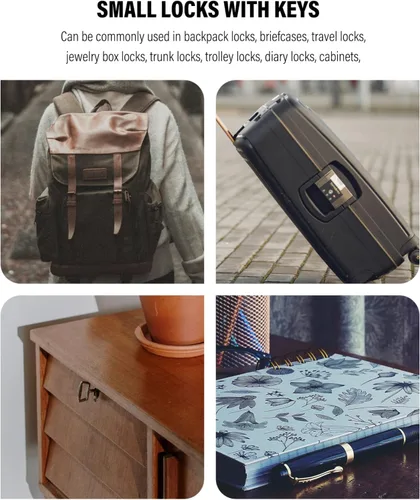 Miniatura 7 de Cerradura para casillero 2 piezas Llave para el candado trasero Reemplazo de almacenamiento de libros con mini cerradura negra Viaje Mm Joyería