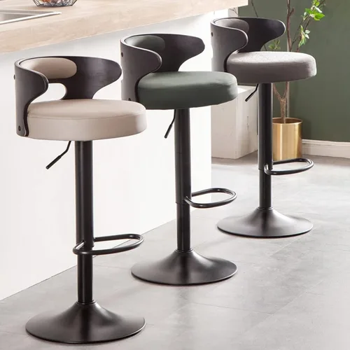 Miniatura 5 de Taburetes de bar altos de piel sintética mate para sala de estar, silla de bar, respaldo de muebles de cocina, taburete alto, taburete nórdico