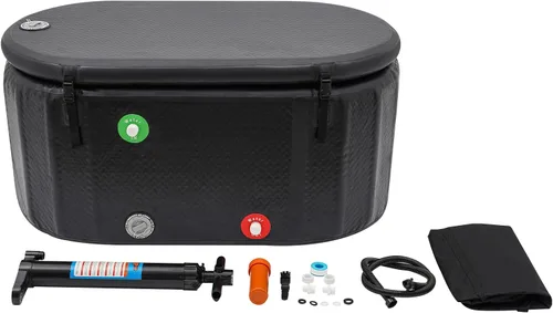 Miniatura 7 de Bañera de hielo portátil para atletas, 98 galones (370 l), bañera inflable independiente con diseño plegable, baño de hielo ovalado grande