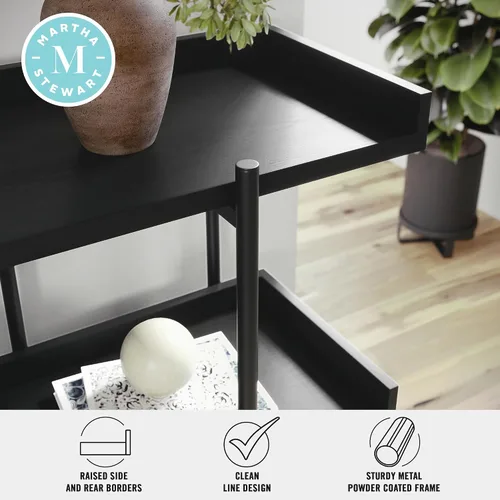 Miniatura 9 de Martha Stewart Emmett - Estantería de 3 estantes con marco de metal vertical, unidad de almacenamiento para oficina en casa, 35 pulgadas de alto