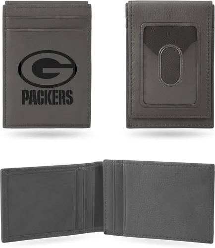 Miniatura 19 de Rico Industries - Cartera de bolsillo frontal con grabado láser NFL de fútbol, gris, compacta/cómoda/delgada