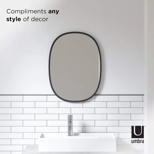 Miniatura 6 de Umbra Hub Oval Wall Mirror with Rubber Frame, Modern Room Decor for Entryways, Washrooms, Living Rooms and More, Black