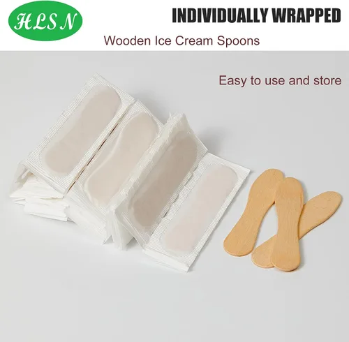 Miniatura 3 de Cucharas de madera para helado, 500 piezas de cubiertos desechables de 3 pulgadas, palitos de paleta de muestra de degustación, abedul natural