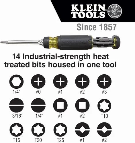 Miniatura 3 de Klein Tools 32305 - Destornillador de trinquete multibroca, herramienta 15 en 1 con puntas Phillips, ranuradas, cuadradas, Torx y combo