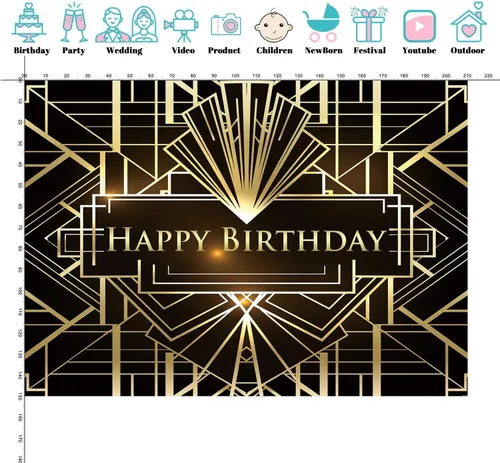 Miniatura 4 de Telón de fondo de fiesta de gran Gatsby de 7 x 5 pies, fondo retro rugido de los años 20 para adultos y niños, decoración artística de celebración