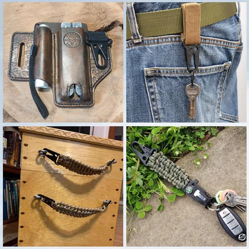 Miniatura 7 de TRIWONDER Clips de boca ampliados HK Gancho de alta resistencia Ganchos a presión Clips de honda para Paracord al aire libre bolsa mochila