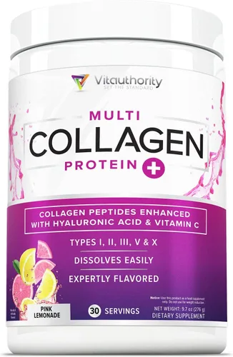 Miniatura 18 de Proteína de colágeno múltiple + creatina 0.18 oz de monohidrato de creatina con colágeno tipos I, II, III, V y X Apoyo para el cabello, la piel