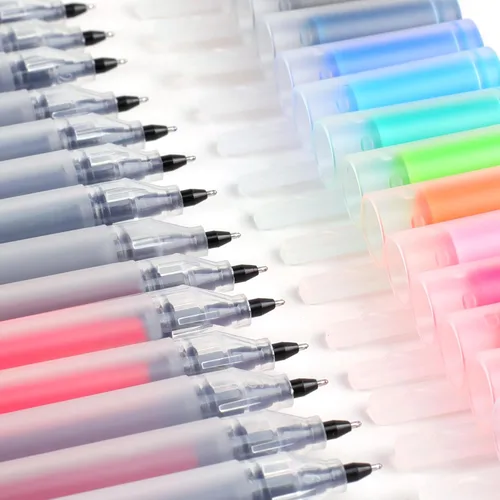 Miniatura 4 de HANKU Bolígrafos de tinta de gel, 15 bolígrafos de 0.5 mm de punta de aguja de colores, bolígrafos de bola de rodillo multicolor de escritura suave
