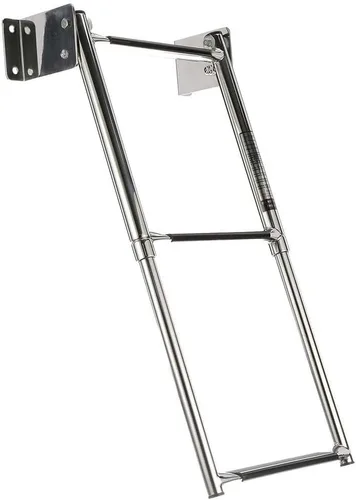 Seachoice Escalera telescópica de montaje en travesaños, acero inoxidable, 3 escalones, capacidad de 300 libras