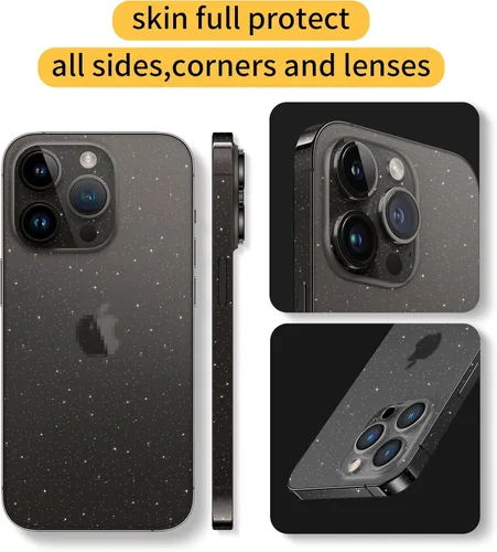 Miniatura 3 de Paquete de 2 calcomanías para iPhone 15, película protectora de vidrio transparente de fibra de carbono brillante, delgada, ultraligera, protector