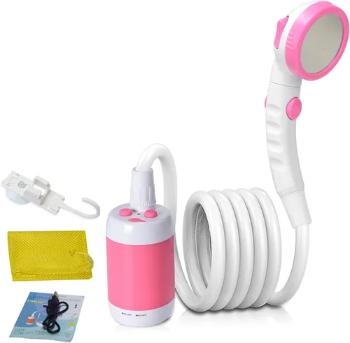 Iron Hammer Campamento ducha portátil ducha camping ducha al aire libre campamento ducha cabeza para acampar Rosado