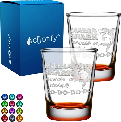 Miniatura 48 de Cuptify Regalos para baby shower, para la nueva mamá, EST 2023, 2 onzas, con fondo negro, juego de 2 vasos grabados para fiesta, regalo