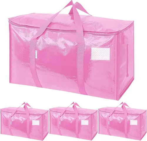 Miniatura 26 de TICONN Paquete de 2 bolsas de mudanza extra grandes resistentes con cremalleras y asas de transporte, bolsas de almacenamiento duraderas