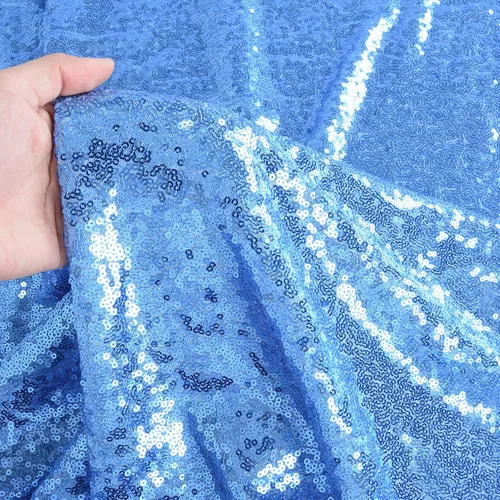 DUOBAO Tela de lentejuelas de The Yard Tela brillante Tela azul para coser Material de secuencia Tela de Sirenita Tela de lentejuelas Tela de