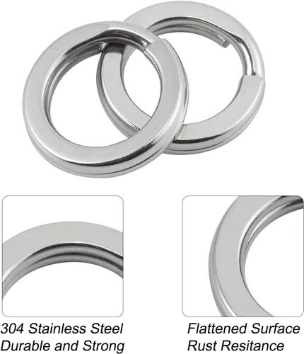 Miniatura 4 de Alwonder Paquete de 100 anillos divididos de pesca de acero inoxidable, anillo de pesca de 9 a 400 libras, anillo de pesca de alambre resistente
