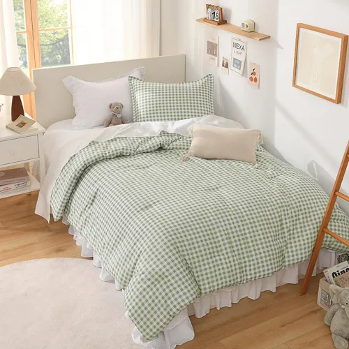 Miniatura 20 de Andency Edredón a cuadros tamaño individual (66 x 90 pulgadas), juego de cama a cuadros negros y blancos para adolescentes y niños, ropa de cama
