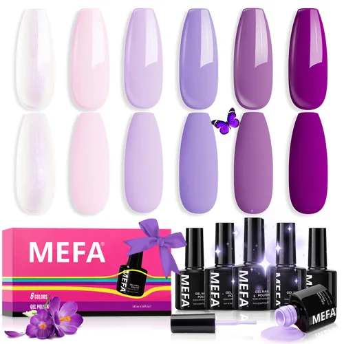 Miniatura 24 de MEFA - Juego de esmalte de uñas de gel azul, 6 colores, azul marino, zafiro, azul, brillantina, tonos oscuros, juego de iniciación, gel brillante