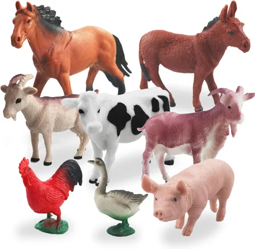 Miniatura 10 de 15 piezas de mini figuras de juguetes realistas de animales de granja, juego educativo de aprendizaje de plástico, suministros de fiesta temática