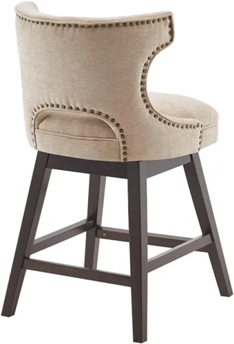 Miniatura 6 de Madison Park Emmett - Taburete giratorio para mostrador, elegante y moderno, con respaldo redondo, altura de encimera, silla de isla de cocina, Beige