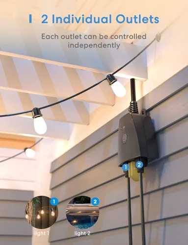 Miniatura 6 de meross Enchufe inteligente para exteriores compatible con Apple HomeKit, Siri, Alexa, Google Assistant y SmartThings, toma impermeable