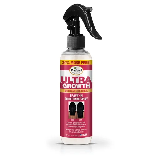 Difeel Ultra Growth - Aceite de albahaca y ricino para el cabello, tratamiento acondicionador sin enjuague, 8 onzas, botella grande