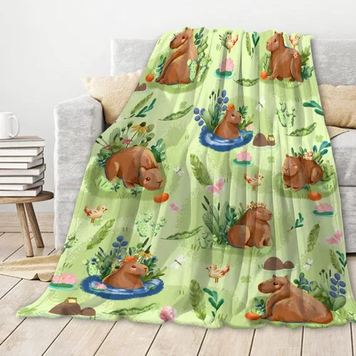 Cabybara - Manta de franela Capybara ultrasuave y bonita para niños y niñas, manta de felpa acogedora y divertida de animales, regalo divertido para