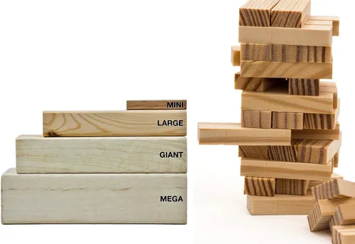 Miniatura 5 de JA-RU Mini juego de torre de viaje para niños y adultos (1 paquete de juguete) Juego de apilamiento de bloques de madera Juguetes de rompecabezas