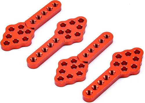 Miniatura 6 de Amortiguador de metal CNC para coche RC Axial SCX10 90046 D90 D110 con soporte ajustable de altura y ángulo para coche oruga RC (Rojo)