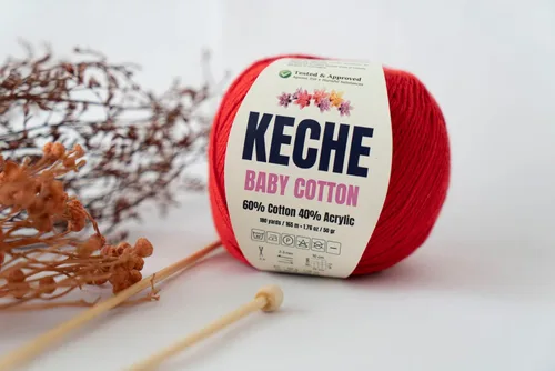 Miniatura 5 de Keche Hilo de algodón, 60% algodón, 40% hilo acrílico, hilo de algodón suave para crochet y tejer, hilo amigurumi, 1 madeja/bola, 1.76 onzas (50g)