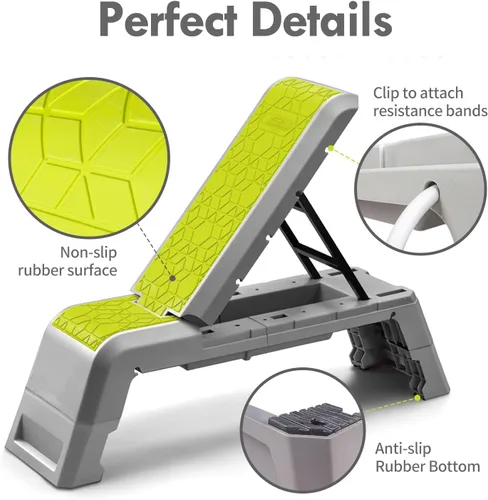 Miniatura 6 de leikefitness Plataforma aeróbica multifuncional con plataforma de entrenamiento de cable, banco de mancuernas ajustable, banco de pesas