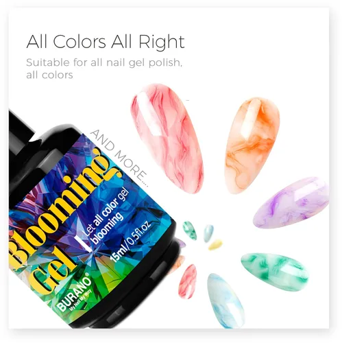 Miniatura 8 de BURANO Esmalte de uñas en gel Blooming de 0.5 onzas, efecto floreciente transparente (2 botellas)