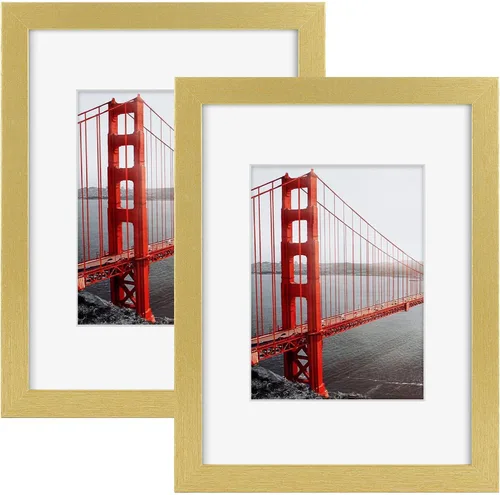 Miniatura 15 de Frametory, Portarretratos de 8 x 10 pulgadas con paspartú para fotos de 5 x 7, para pared y mesa (color azul, paquete de 2)
