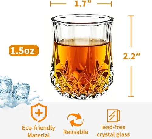 Miniatura 2 de Juego de 24 vasos de chupito pequeños de 1.5 onzas, vasos de chupito clásicos para whisky, vodka, tequila, jerez, brandy, cordial, mini vasos