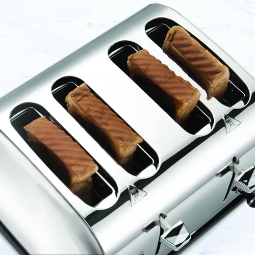 Miniatura 4 de MegaChef Tostadora de ranura ancha de 4 rebanadas con tostado variable en plata