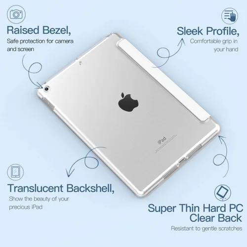 Miniatura 5 de TiMOVO Funda inteligente delgada para iPad 10.2 para iPads de 9ª/8ª/7ª generación, funda protectora translúcida de PC dura con soporte, color blanco