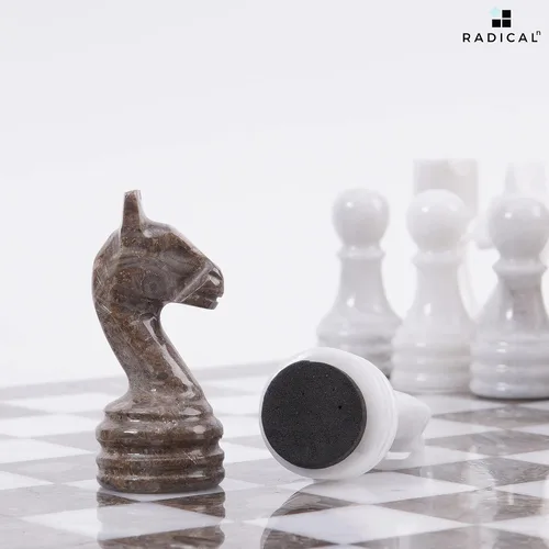 Miniatura 6 de RADICALn Juego de ajedrez de mármol gris oceánico y blanco con peso popular juego de ajedrez para adultos – Nuevo torneo estilo clásico de regalo