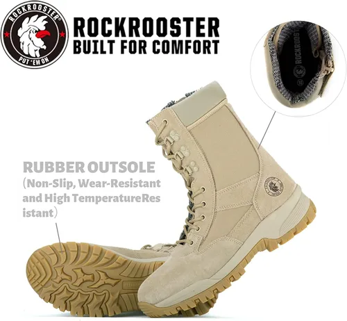 Miniatura 4 de ROCKROOSTER VEGA - Botas militares y tácticas con cremallera para hombre punta suave de 8 pulgadas tecnología antifatiga botas ligeras