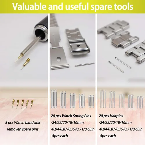 Miniatura 7 de GLDCAPA Kit de extracción de eslabones de reloj, herramienta de tamaño de correa de reloj para ajuste de correa de reloj, reemplazo de pasadores