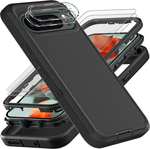 YKHJKLEC Funda para Google Pixel 10 Pro XL, grado militar 3 en 1, resistente a prueba de golpes, caídas y polvo, con 2 protectores de pantalla de